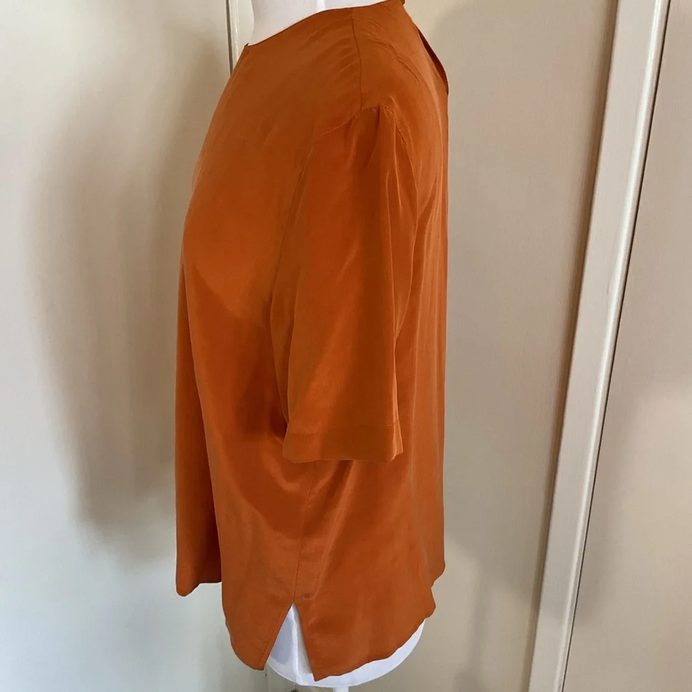 Charter Club 100% Silk Blouse Size 14 Rust Orange Elegant Office Chic L/XL - Picture 4 of 5